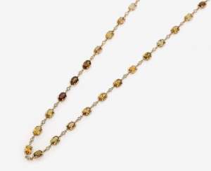 Necklace with multi-colored tourmalines and brilliant-cut diamonds Necklace with multi-colored tourmalines and brilliant-cut diamonds