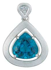Designer necklace pendant with turquoise blue zircon and diamonds Designer necklace pendant with turquoise blue zircon and diamonds