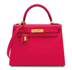A ROSE EXTRÊME EPSOM LEATHER SELLIER KELLY 28 WITH GOLD HARD... A ROSE EXTRÊME EPSOM LEATHER SELLIER KELLY 28 WITH GOLD HARD...
