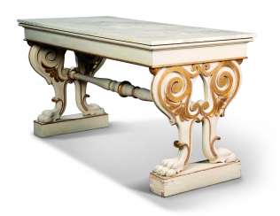A NORTH ITALIAN PARCEL-GILT AND WHITE-PAINTED CENTRE TABLE A NORTH ITALIAN PARCEL-GILT AND WHITE-PAINTED CENTRE TABLE