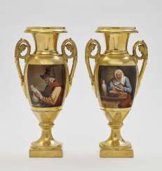A Pair Of Amphora Vases, 19th Century. Century A Pair Of Amphora Vases, 19th Century. Century