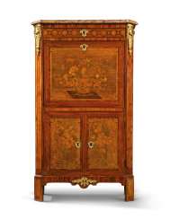 A LOUIS XVI ORMOLU-MOUNTED AND STAINED-FRUITWOOD FLORAL-MARQUETRY-INLAID TULIPWOOD AND KINGWOOD SECRETAIRE A ABATTANT A LOUIS XVI ORMOLU-MOUNTED AND STAINED-FRUITWOOD FLORAL-MARQUETRY-INLAID TULIPWOOD AND KINGWOOD SECRETAIRE A ABATTANT