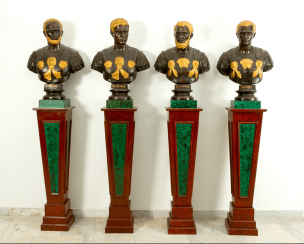 Four bronze busts of Roman emperors Four bronze busts of Roman emperors