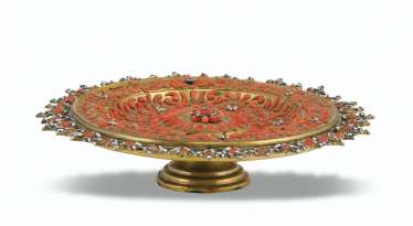 AN ITALIAN (TRAPANI) GILT-COPPER, WHITE AND BLUE ENAMEL AND ... AN ITALIAN (TRAPANI) GILT-COPPER, WHITE AND BLUE ENAMEL AND ...