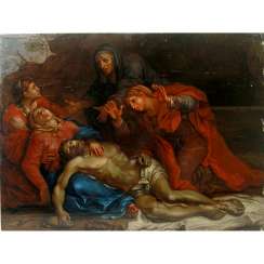 PROBABLY FRANCE or ITALY 18th century: "The Lamentation of Christ", after Annibale Carracci. PROBABLY FRANCE or ITALY 18th century: "The Lamentation of Christ", after Annibale Carracci.