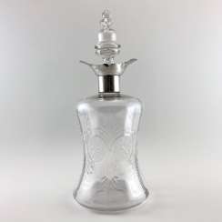 Antique carafe, decanter, bottle, England, Crystal, Silver, 1901, handmade Antique carafe, decanter, bottle, England, Crystal, Silver, 1901, handmade