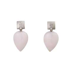 Pair of drop earrings with Peruvian Andean opal Pair of drop earrings with Peruvian Andean opal