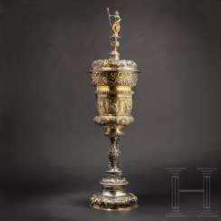 Monumental vermeil lidded goblet, German, 2nd half of the 19th century Monumental vermeil lidded goblet, German, 2nd half of the 19th century