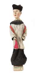 Wood figure 1900, on Plinth provided figure, the metal rods are kept inserted, and a carved head and hands, carved and painted, orig Wood figure 1900, on Plinth provided figure, the metal rods are kept inserted, and a carved head and hands, carved and painted, orig