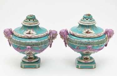 A pair of potpourri vases KPM Berlin A pair of potpourri vases KPM Berlin