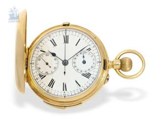 Pocket watch: heavy Swiss 18K gold savonnette Chronograph Pocket watch: heavy Swiss 18K gold savonnette Chronograph