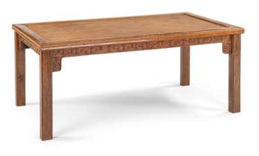 Low side table with basket weave and meander like a carved sides Low side table with basket weave and meander like a carved sides