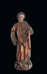 FIGURE EN BOIS PEINT POLYCHROME À REHAUTS D'OR REPRÉSENTANT ... FIGURE EN BOIS PEINT POLYCHROME À REHAUTS D'OR REPRÉSENTANT ...