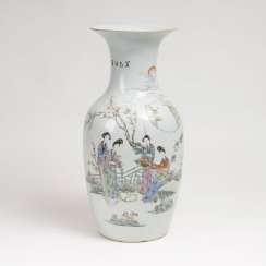 Vase with a figural garden scene and calligraphy Vase with a figural garden scene and calligraphy