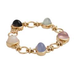 Bracelet with 5 oval quartz Cabochons in different colors, Bracelet with 5 oval quartz Cabochons in different colors,
