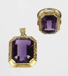 Amethyst Ring & pendant - yellow gold 585 Amethyst Ring & pendant - yellow gold 585
