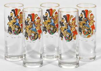 Five shot glasses of the Jenaer Burschenschaft Arminia on the Five shot glasses of the Jenaer Burschenschaft Arminia on the