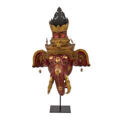Impressive theatrical mask: the head of the Ganesha/Phra Pikanet. THAILAND, 20. Century. Impressive theatrical mask: the head of the Ganesha/Phra Pikanet. THAILAND, 20. Century.