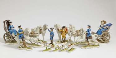 13 Figuren aus der blauen Nymphenburger Jagd 13 Figuren aus der blauen Nymphenburger Jagd