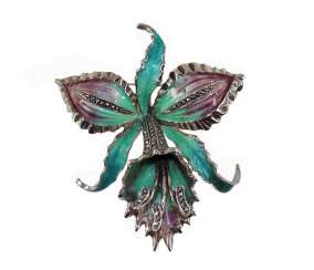 Art Deco Orchideenbrosche, Art Deco Orchideenbrosche,