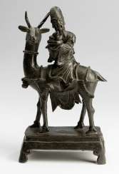 Bronze figure of Shoulao riding on a deer Bronze figure of Shoulao riding on a deer