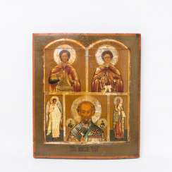 Five-field icon with Saint Nicholas, Russia, around 1800 to 1830, Five-field icon with Saint Nicholas, Russia, around 1800 to 1830,