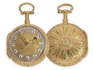 Pocket watch: Magnificent spindle watch with repeater and multicolored gold case, Grignon a Paris No.801, approx. 1800 Pocket watch: Magnificent spindle watch with repeater and multicolored gold case, Grignon a Paris No.801, approx. 1800