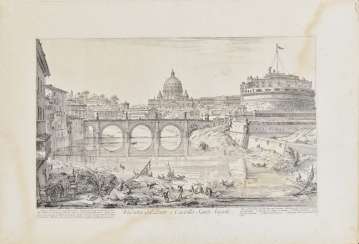 View of the Bridge and Sant'Angelo Castle - View of the exterior from the Grand Basilica of St. Peter in the Vatican View of the Bridge and Sant'Angelo Castle - View of the exterior from the Grand Basilica of St. Peter in the Vatican