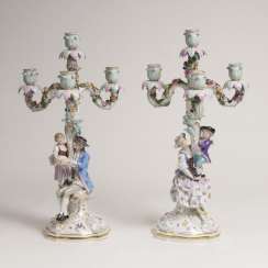 Pair of big four-armed figure chandelier 'mother and son' and 'father and daughter' Pair of big four-armed figure chandelier 'mother and son' and 'father and daughter'