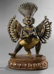 Partially fire-gilded repoussé technology-figure of a patron deity Partially fire-gilded repoussé technology-figure of a patron deity