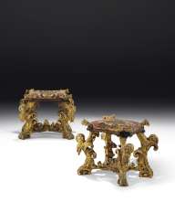 A PAIR OF ITALIAN GILTWOOD STOOLS A PAIR OF ITALIAN GILTWOOD STOOLS