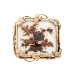 Rare brooch with carvings made of real hair, Rare brooch with carvings made of real hair,