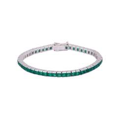 Bracelet with synthetic Smaragdcarrés, Bracelet with synthetic Smaragdcarrés,