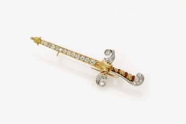Stick a needle in the Form of a sword set with diamonds and enamel Stick a needle in the Form of a sword set with diamonds and enamel