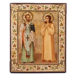 Icon of art Nouveau, St. John Chrysostom and the Holy Martyress Iraida Icon of art Nouveau, St. John Chrysostom and the Holy Martyress Iraida