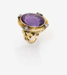 Historicizing outer ring with Amethyst and diamonds Historicizing outer ring with Amethyst and diamonds