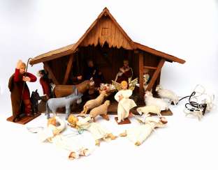 FEHRLE, ANNA and workshop (A. F. Schwäbisch Gmünd 1892-1981 ibid.), Christmas Nativity scene with the stable, FEHRLE, ANNA and workshop (A. F. Schwäbisch Gmünd 1892-1981 ibid.), Christmas Nativity scene with the stable,