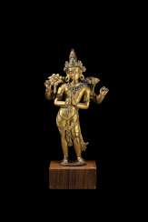 A GILT-COPPER FIGURE OF AVALOKITESHVARA A GILT-COPPER FIGURE OF AVALOKITESHVARA