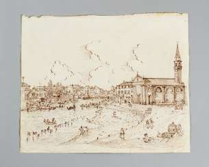 Venezianische Schule, Canal, schwarze Tinte auf Papier, 18./19.Jahrhundert Venezianische Schule, Canal, schwarze Tinte auf Papier, 18./19.Jahrhundert