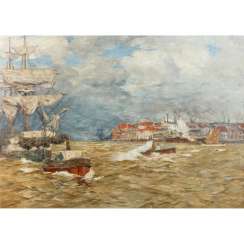 DIRKS, ANDREAS (1865-1922) "Harbor scenery" DIRKS, ANDREAS (1865-1922) "Harbor scenery"
