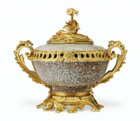 A FRENCH ORMOLU-MOUNTED CHINESE CRACKLE-GLAZED POTPOURRI VASE A FRENCH ORMOLU-MOUNTED CHINESE CRACKLE-GLAZED POTPOURRI VASE