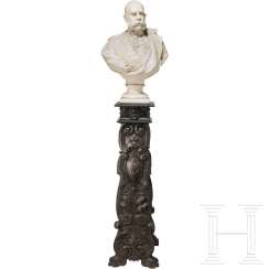 Emperor Franz Joseph I of Austria - large plaster bust on a carved wooden stand Emperor Franz Joseph I of Austria - large plaster bust on a carved wooden stand