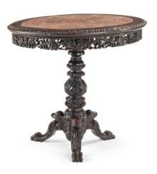 Small, carved Table and marble top Small, carved Table and marble top