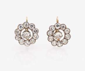 A Pair of earrings with old European cut diamonds A Pair of earrings with old European cut diamonds