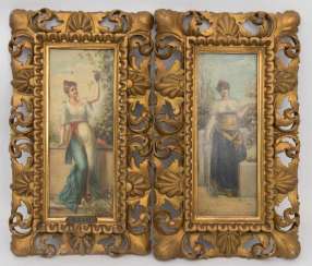 SIG. R. LANI AND GOBLET, Two female portraits, Oil/canvas, Oil/Board, 19./20. Century SIG. R. LANI AND GOBLET, Two female portraits, Oil/canvas, Oil/Board, 19./20. Century