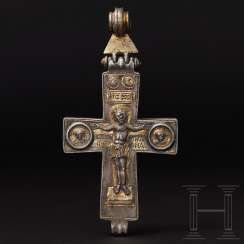 Extraordinary silver encolpion with partial gilding, late Byzantine, 11th - 13th century Extraordinary silver encolpion with partial gilding, late Byzantine, 11th - 13th century