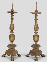 Pair of large Baroque altar candlesticks Pair of large Baroque altar candlesticks