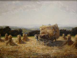 Otto Pippel, team of oxen in the hay Otto Pippel, team of oxen in the hay
