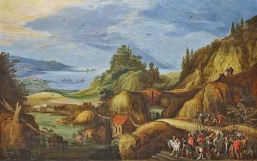 Momper, Josse de d. J.. rocky landscape with the healing of Naaman. Momper, Josse de d. J.. rocky landscape with the healing of Naaman.