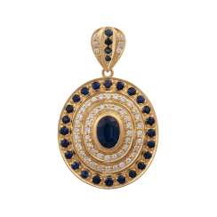 Pendant with an oval sapphire, approx 1.8 ct, Pendant with an oval sapphire, approx 1.8 ct,